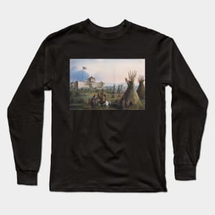 Fort Laramie (aka Sublette's Fort or Fort William) by Alfred Jacob Miller Long Sleeve T-Shirt